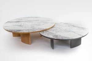 Tables basses Sélénè chêne et marbre allégé